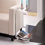 Clear Acrylic Curved Edge C-Table with Wheels