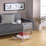 Clear Acrylic Curved Edge C-Table with Wheels