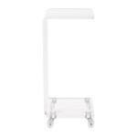 Clear Acrylic Curved Edge C-Table with Wheels