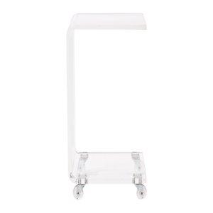 Clear Acrylic Curved Edge C-Table with Wheels