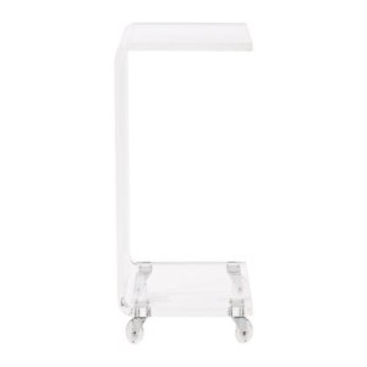 Clear Acrylic Curved Edge C-Table with Wheels