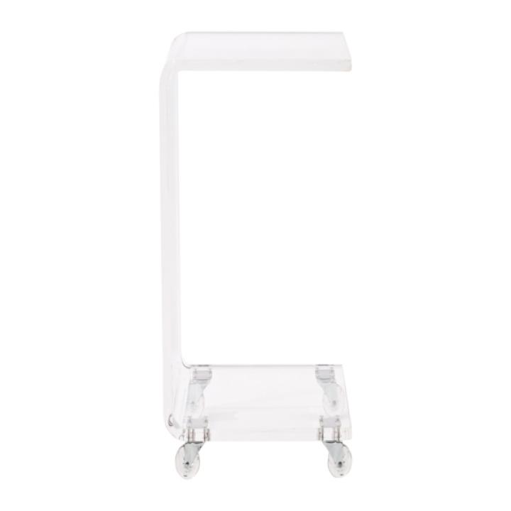 Clear Acrylic Curved Edge C-Table with Wheels