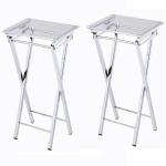 Clear Acrylic Folding TV Tray Tables, Set of 2