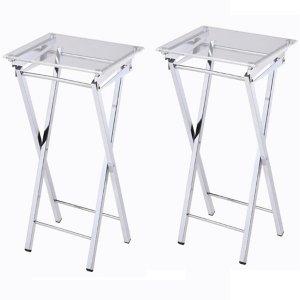 Clear Acrylic Folding TV Tray Tables, Set of 2