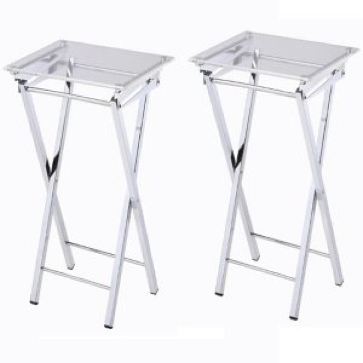 Clear Acrylic Folding TV Tray Tables, Set of 2