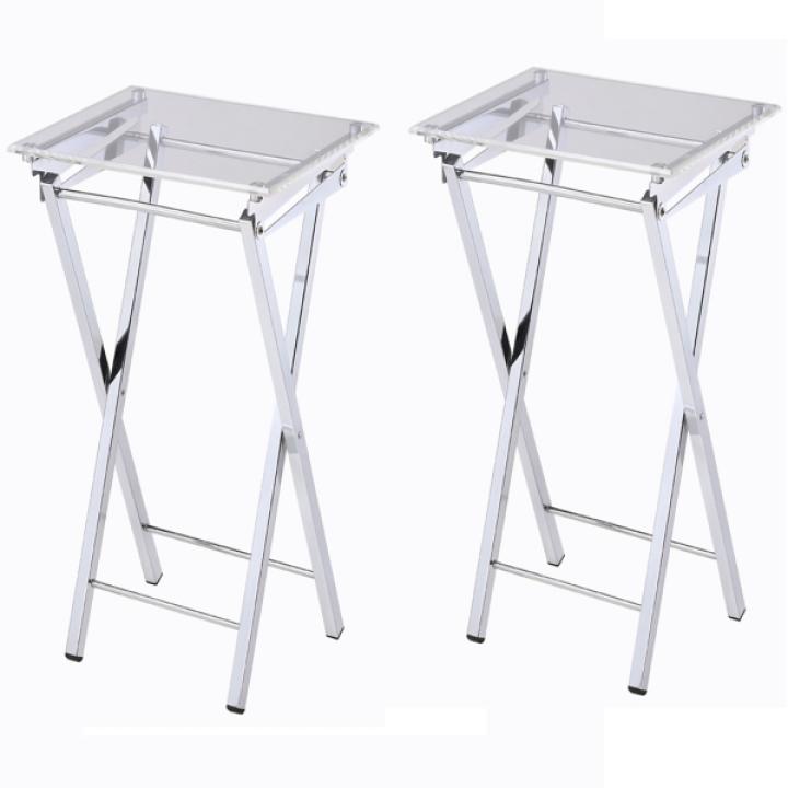 Clear Acrylic Folding TV Tray Tables, Set of 2