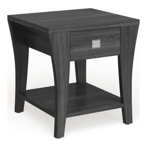 Charcoal Wood Single Drawer Side Table