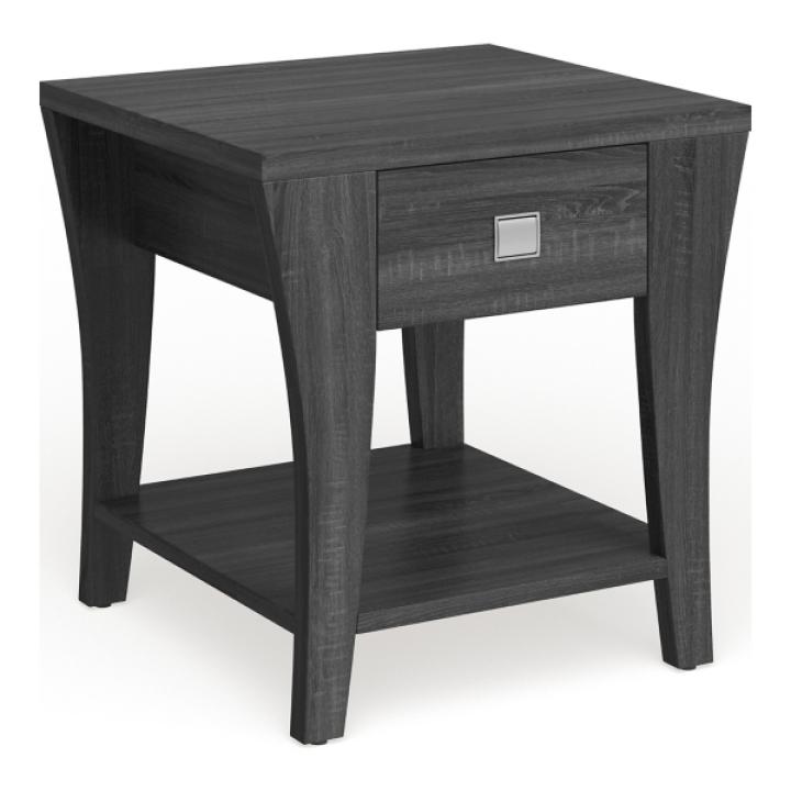 Charcoal Wood Single Drawer Side Table