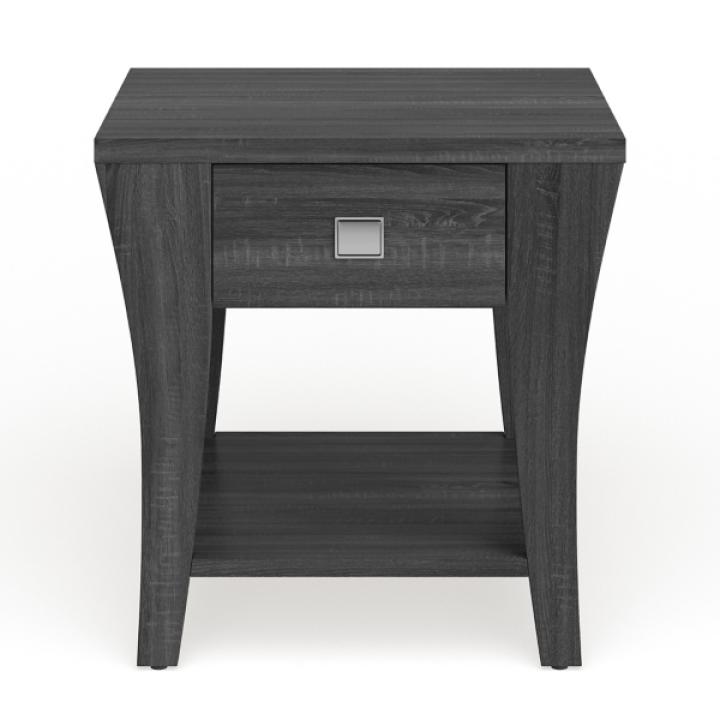 Charcoal Wood Single Drawer Side Table