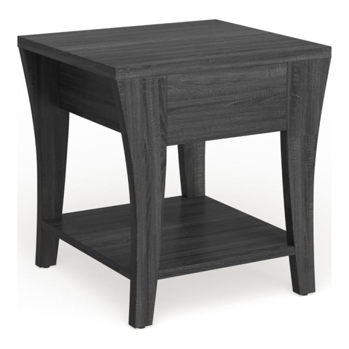 Charcoal Wood Single Drawer Side Table
