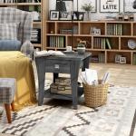 Charcoal Wood Single Drawer Side Table
