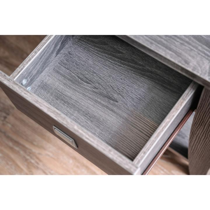 Charcoal Wood Single Drawer Side Table