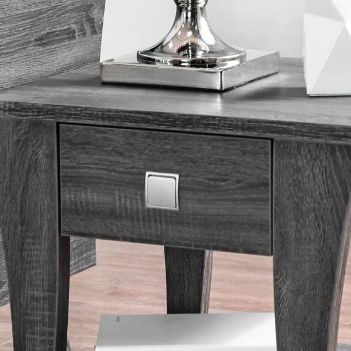 Charcoal Wood Single Drawer Side Table