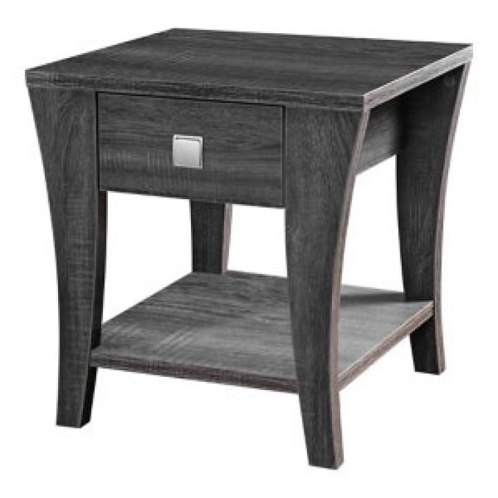 Charcoal Wood Single Drawer Side Table