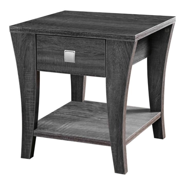 Charcoal Wood Single Drawer Side Table