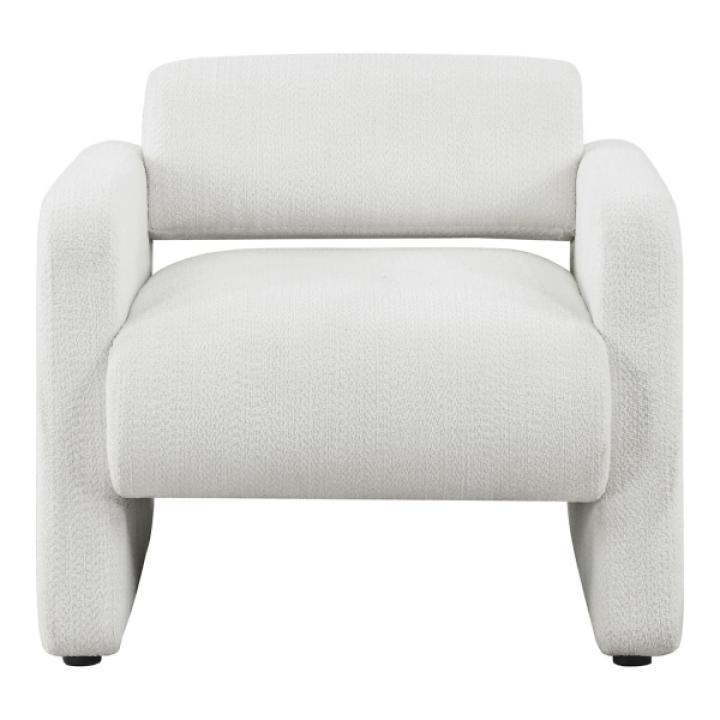 White Boucle Modern Accent Chair