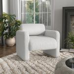 White Boucle Modern Accent Chair