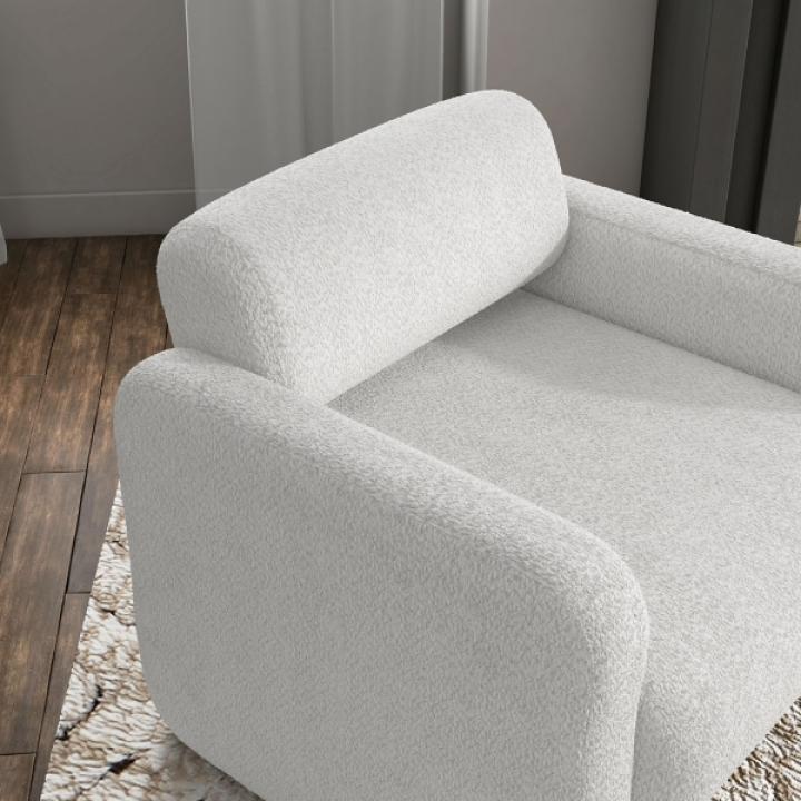 White Boucle Modern Accent Chair