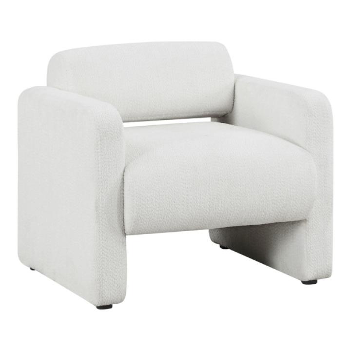 White Boucle Modern Accent Chair
