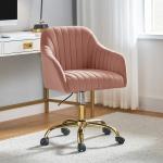 Pink Velvet Swivel Jacyln Office Chair