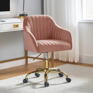Pink Velvet Swivel Jacyln Office Chair