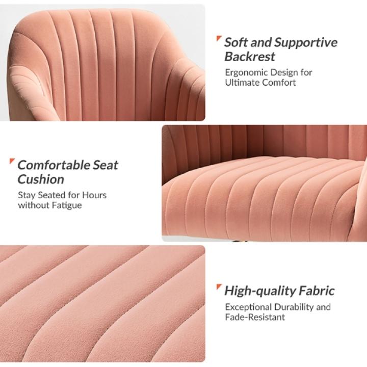 Pink Velvet Swivel Jacyln Office Chair