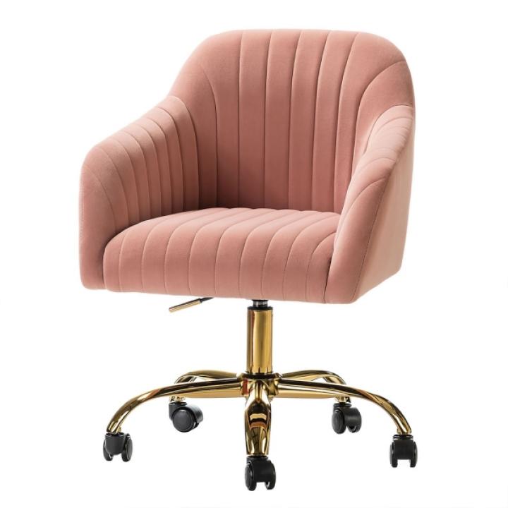 Pink Velvet Swivel Jacyln Office Chair