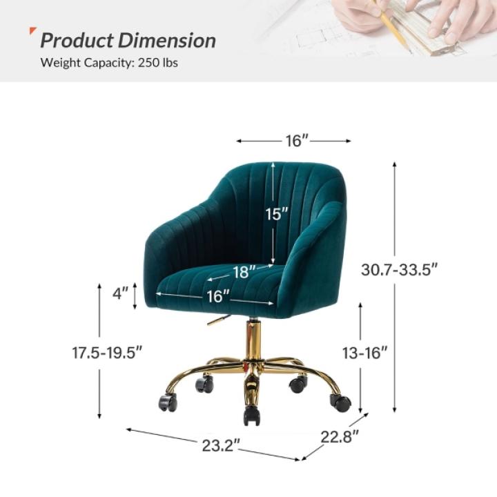 Teal Velvet Swivel Jacyln Office Chair