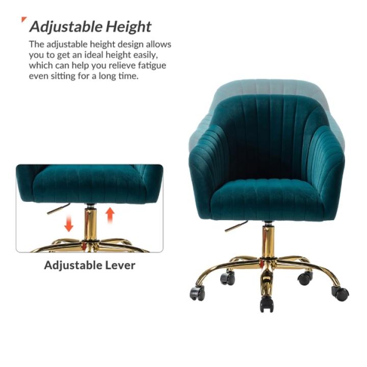 Teal Velvet Swivel Jacyln Office Chair