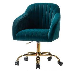 Teal Velvet Swivel Jacyln Office Chair