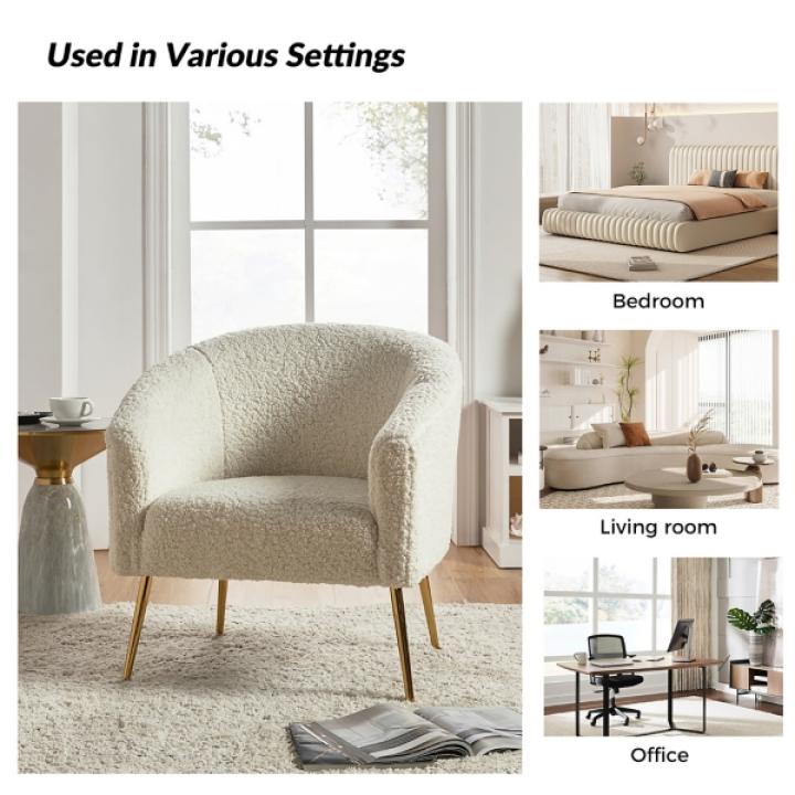 Ivory Sherpa Venice Accent Chair