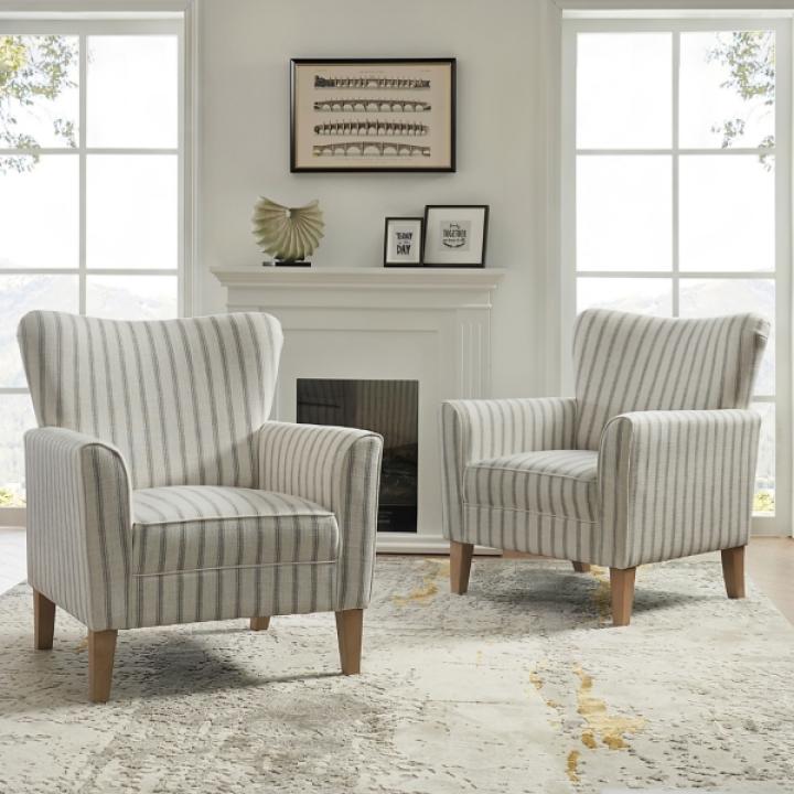 Gustaf Gray Striped Armchair