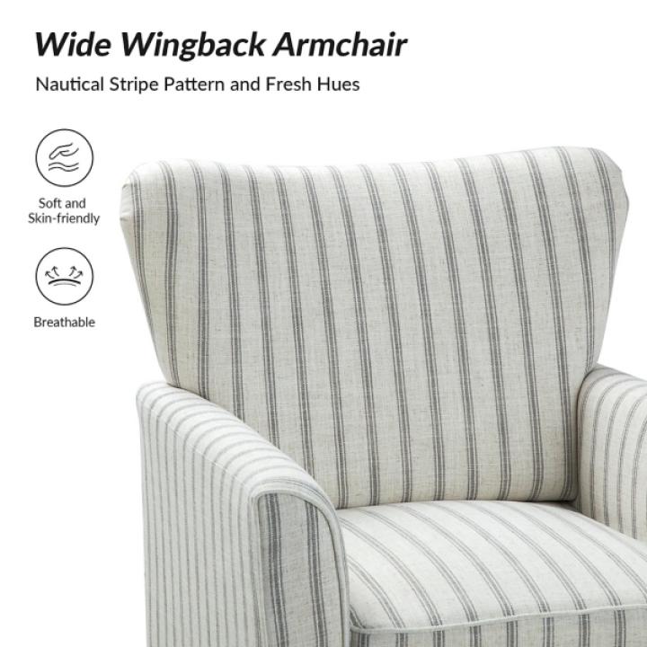 Gustaf Gray Striped Armchair