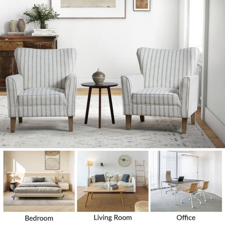 Gustaf Gray Striped Armchair