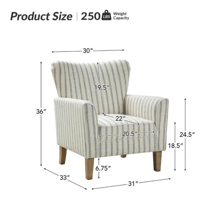 Gustaf Gray Striped Armchair