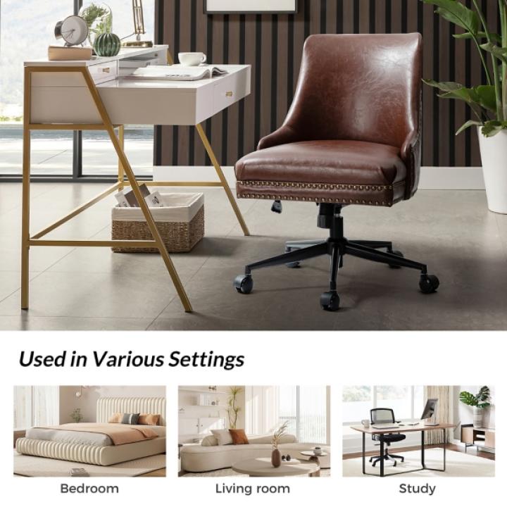 Brown Faux Leather Rocking Office Chair