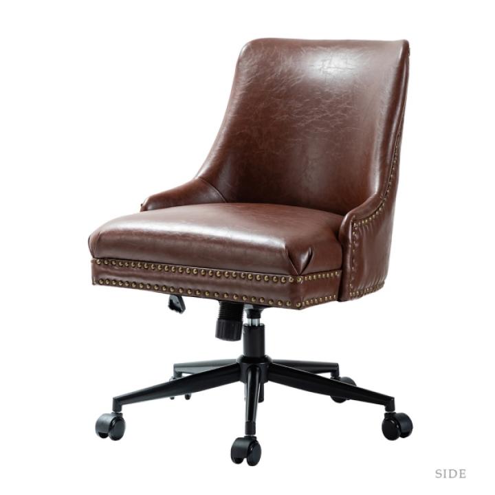 Brown Faux Leather Rocking Office Chair