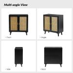 Black Wood and Rattan Carpinteria Cabinet