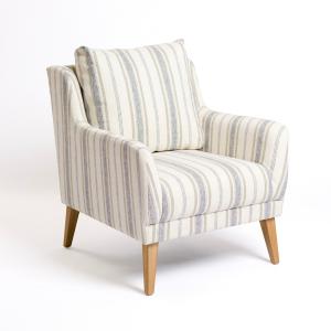 Blue Striped Upholstered Lauren Accent Chair