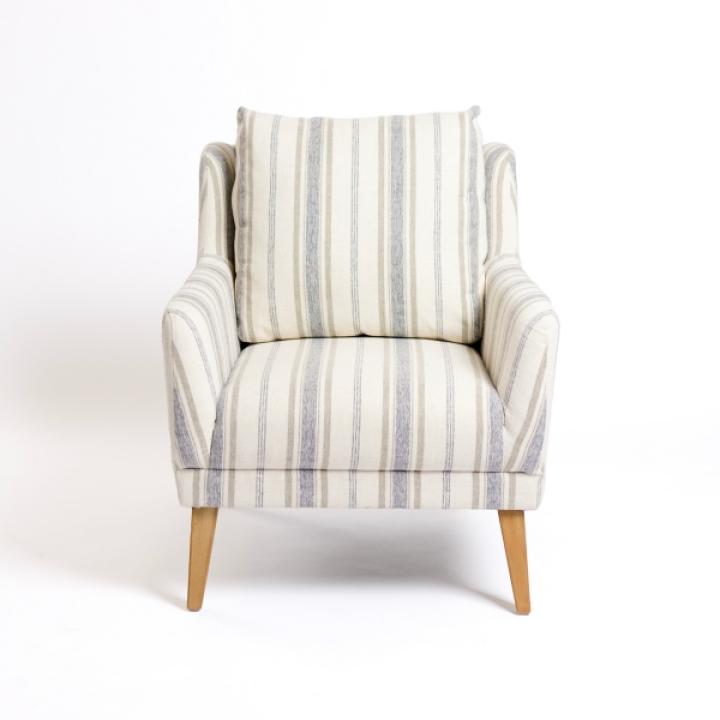 Blue Striped Upholstered Lauren Accent Chair