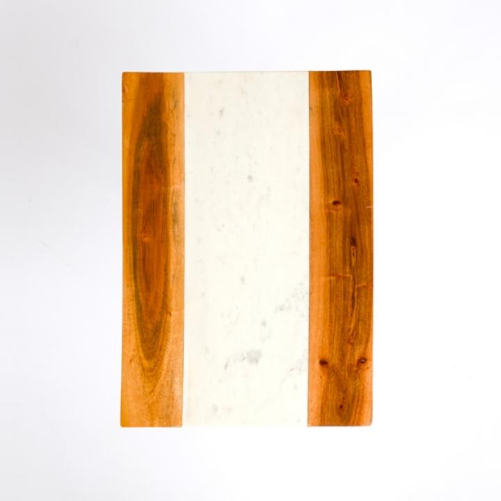 Natural Wood and Marble Top C-Table