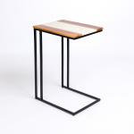 Natural Wood and Marble Top C-Table