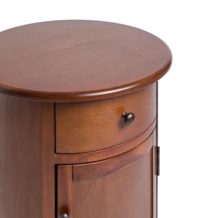 Avery Brown Wood Round Charging End Table