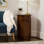 Avery Brown Wood Round Charging End Table