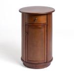 Avery Brown Wood Round Charging End Table