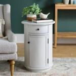 Avery Ivory Wood Round Charging End Table