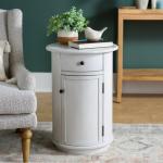 Avery Ivory Wood Round Charging End Table