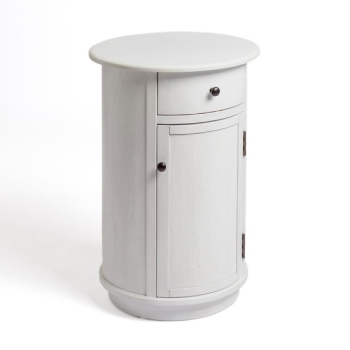Avery Ivory Wood Round Charging End Table