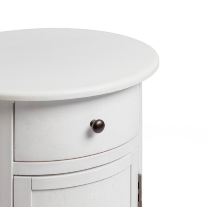 Avery Ivory Wood Round Charging End Table