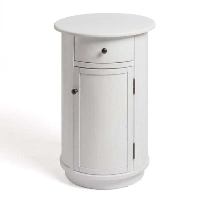 Avery Ivory Wood Round Charging End Table